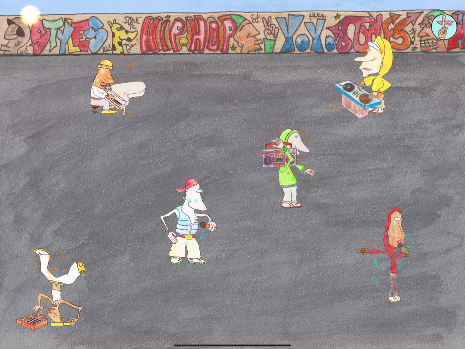 A hand-painted Hip-Hop band on a graffiti-covered street
